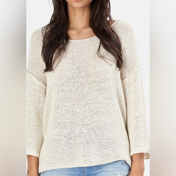 L’AGENCE Laura Sweater Natural Knit Pullover Crew ~ Beach Boho Oversized Classy - Picture 1 of 11